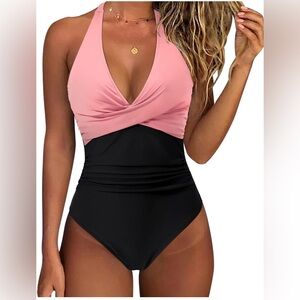 Chic Pink and Black Swimsuit